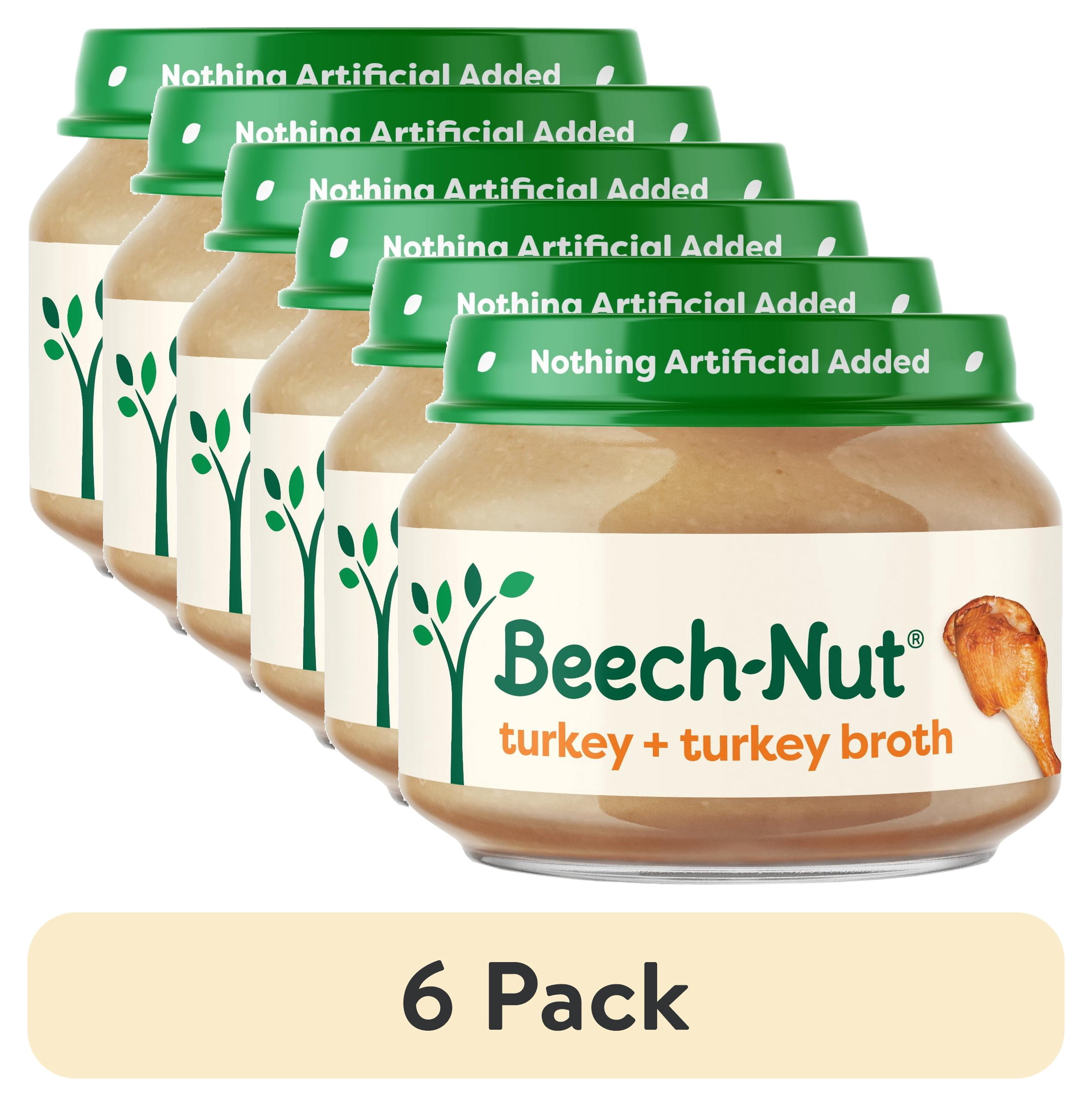 (6 pack) Beech-Nut Stage 1 Turkey & Turkey Broth Baby Food, 2.5 Oz Jar