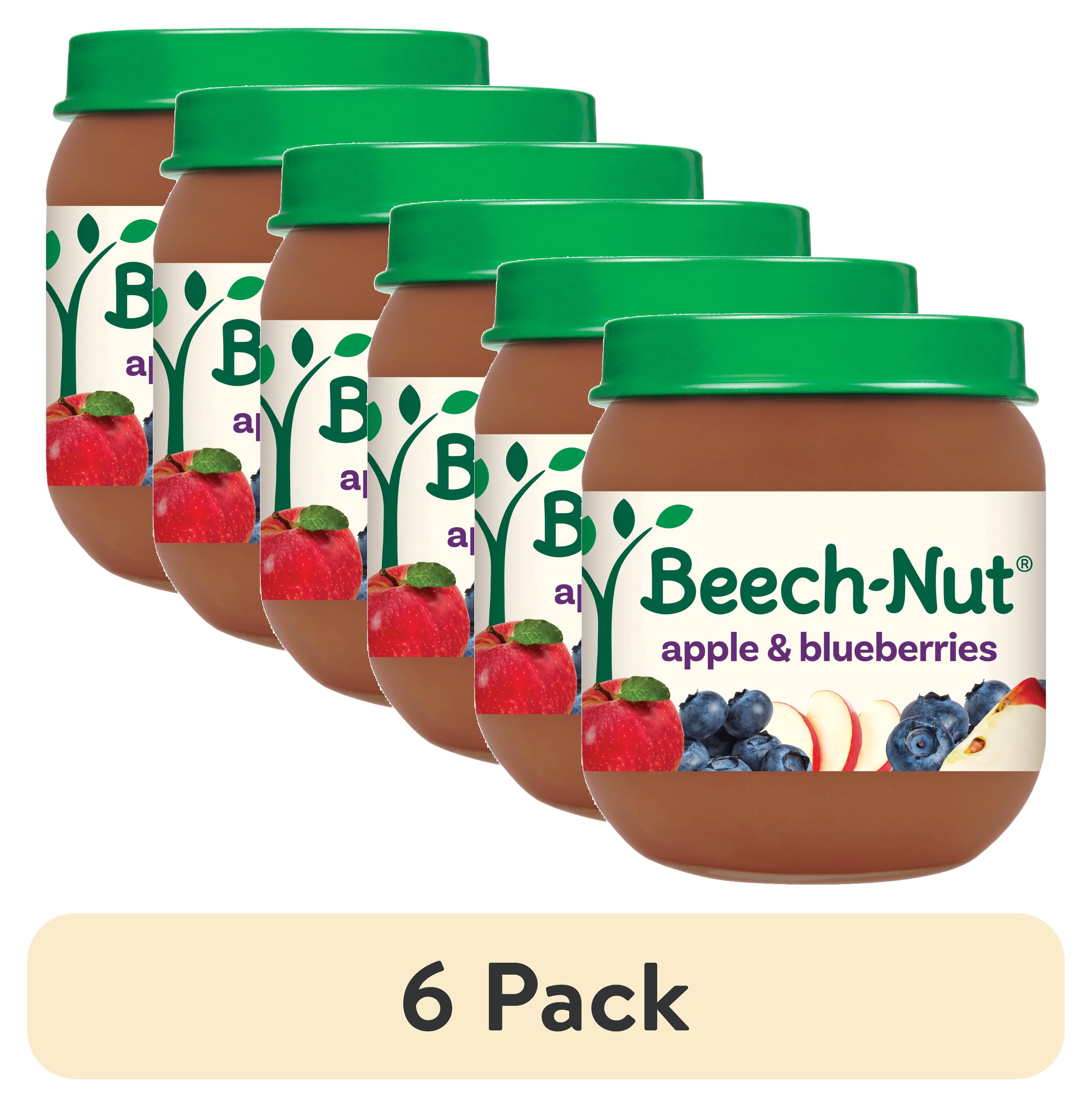 (6 pack) Beech-Nut Stage 2 Baby Food, Apple & Blueberries, 4 oz Jar