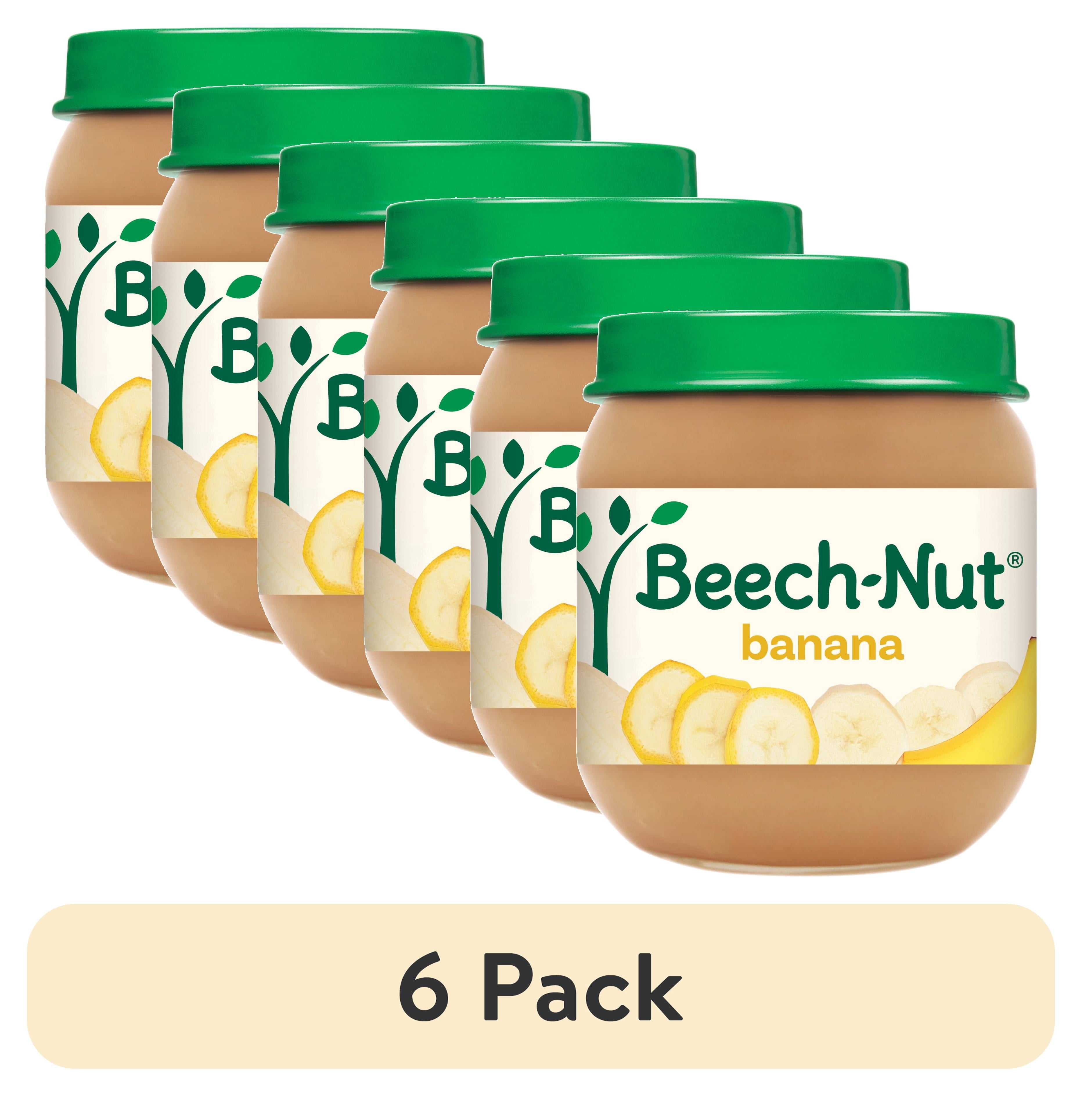 (6 pack) Beech-Nut Stage 2 Banana Baby Food, 4 oz Jar