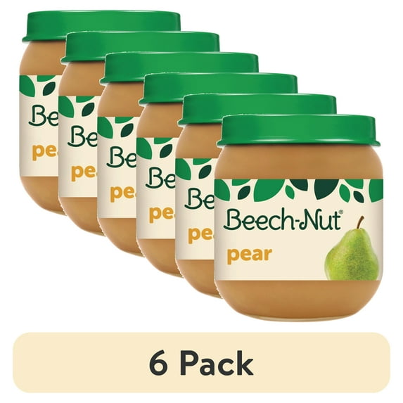 (6 pack) Beech-Nut Stage 2 Baby Food, Pear, 4 oz Jar
