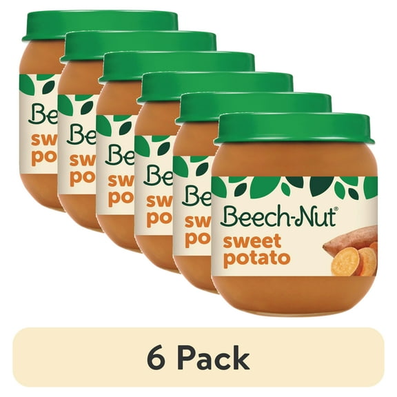 (6 pack) Beech-Nut Stage 2 Baby Food, Sweet Potato, 4 oz Jar