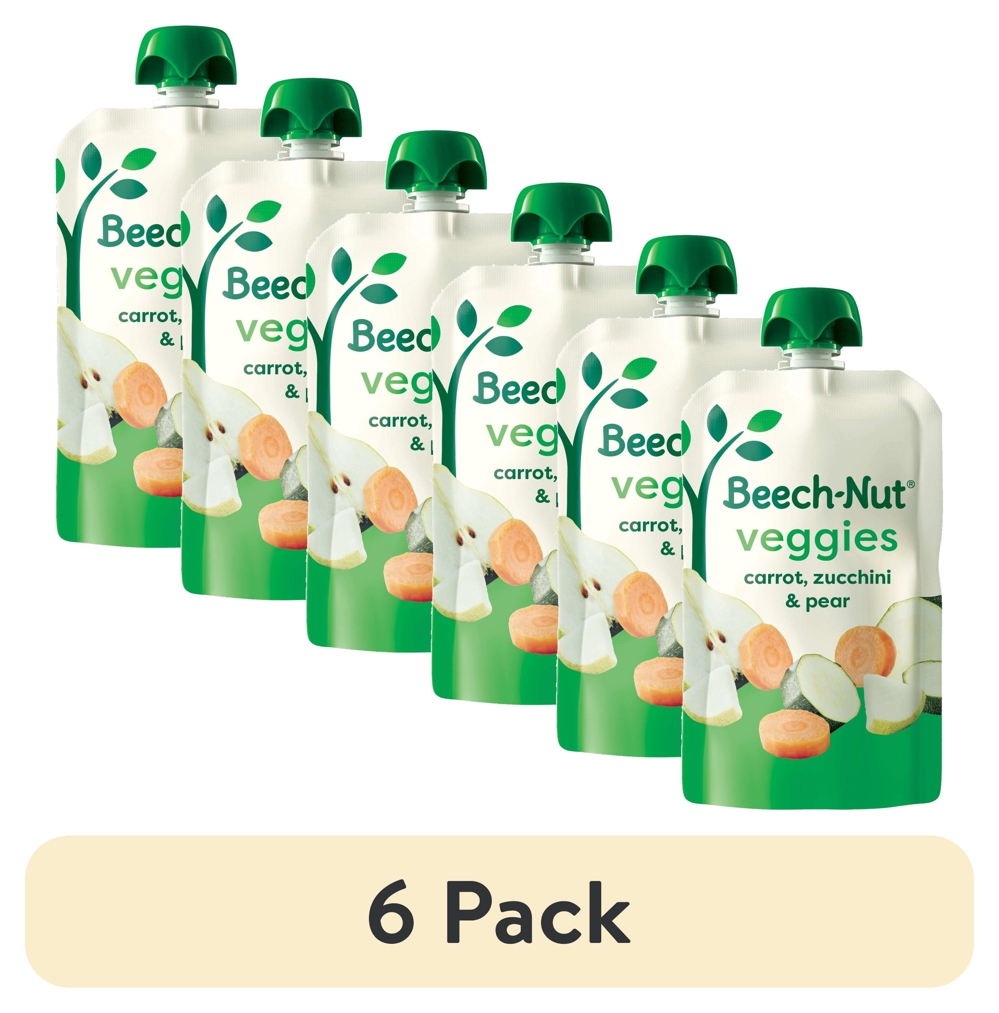 (6 pack) Beech-Nut Veggies Stage 2 Baby Food, Carrot Zucchini & Pear, 3.5 oz Pouch