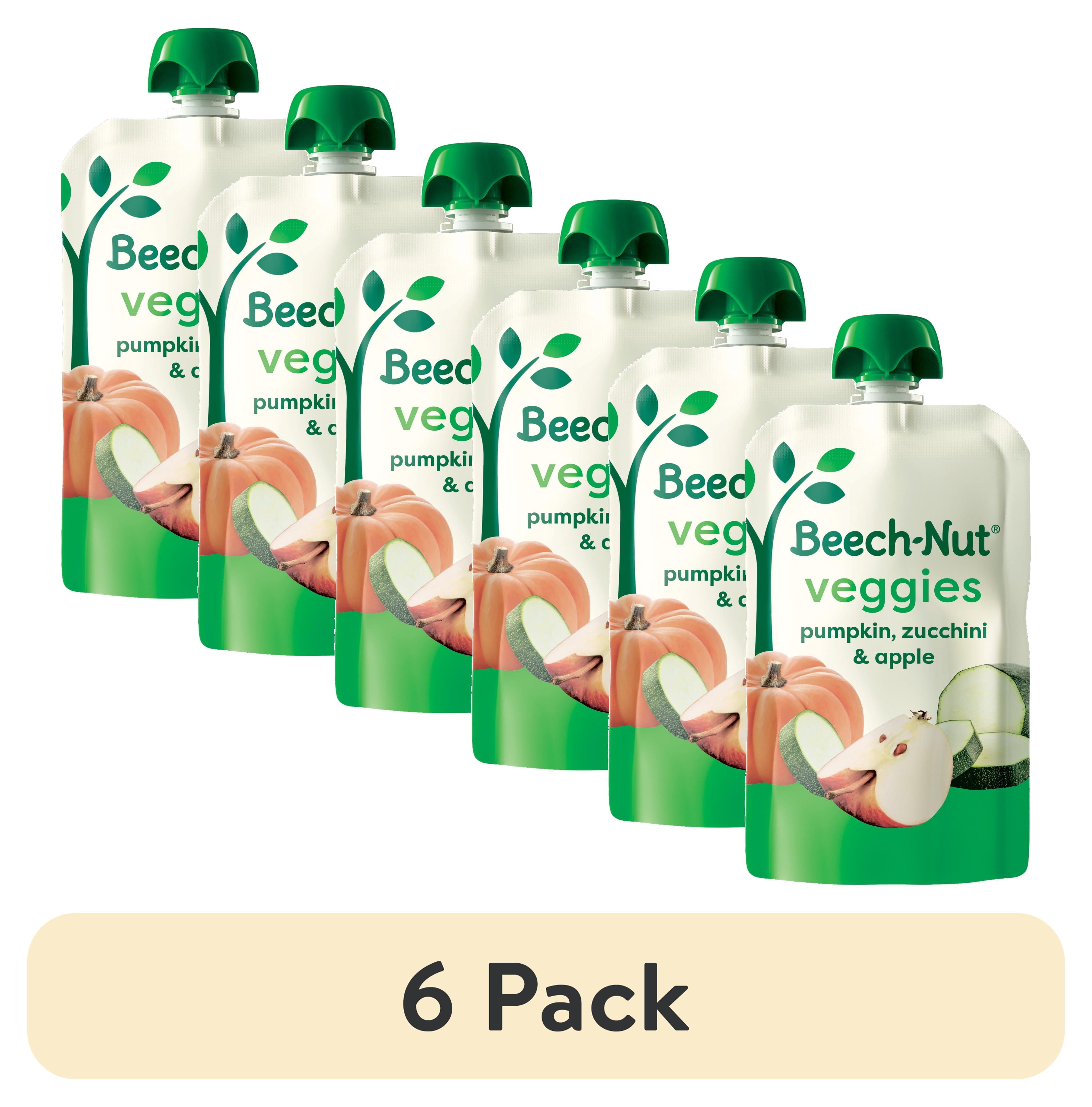 (6 pack) Beech-Nut Veggies Stage 2 Baby Food, Pumpkin Zucchini & Apple, 3.5 oz Pouch