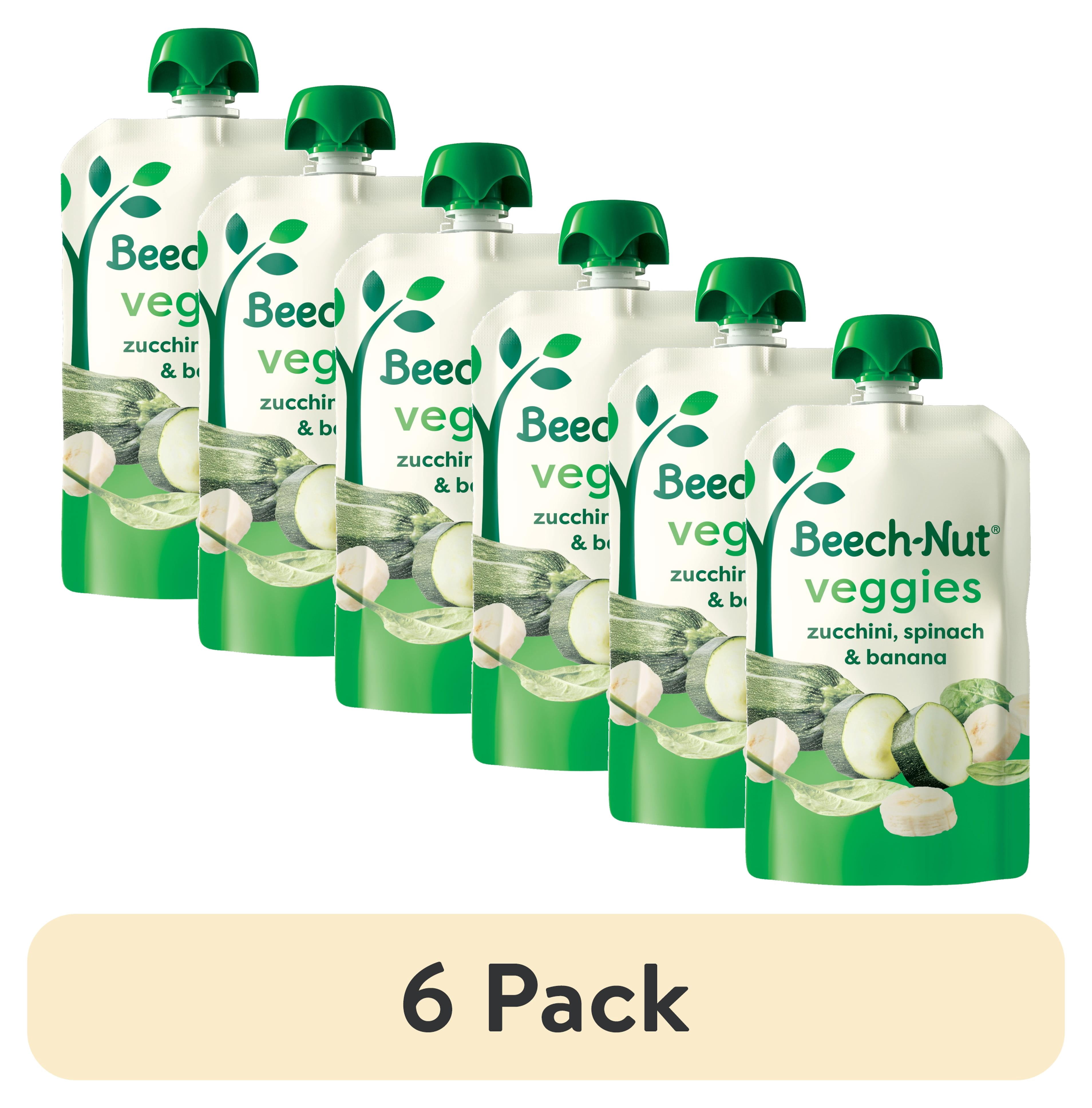 (6 pack) Beech-Nut Veggies Stage 2 Baby Food, Zucchini Spinach & Banana, 3.5 oz Pouch