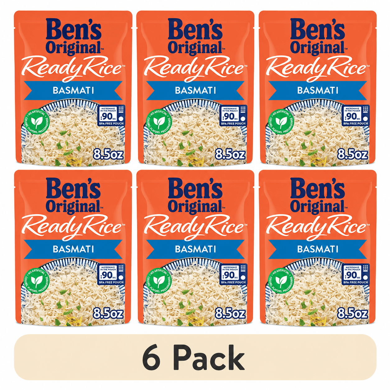 (6 pack) Ben's Original Ready Rice Basmati Rice, Easy Side Dish, 8.5 Ounce Pouch