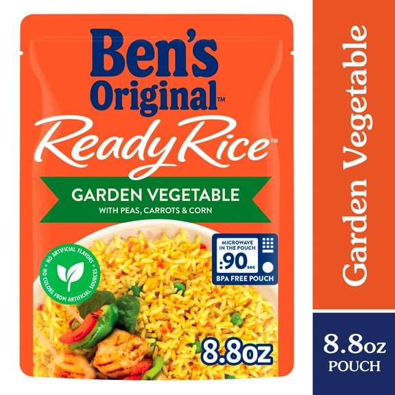 (6 pack) Ben's Original Ready Rice Garden Vegetable Flavored Rice, Easy Dinner Side, 8.8 Ounce Pouch