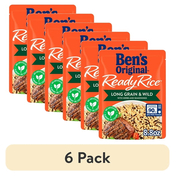 (6 pack) Ben's Original Ready Rice Long Grain and Wild Flavored Rice - 8.8 oz Pouch