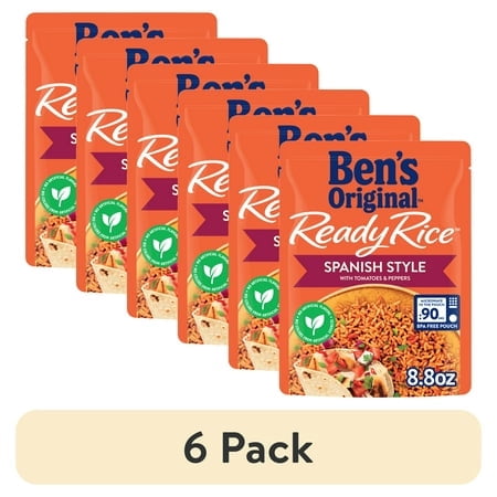 (6 pack) Ben's Original Ready Rice Spanish Style Flavored Rice, Easy Dinner Side, 8.8 Ounce Pouch