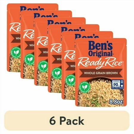 (6 pack) (6 pack) Ben's Original Ready Whole Grain Brown Rice, Easy Dinner Side, 8.8 Ounce Pouch