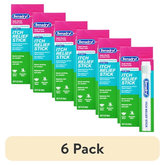 (6 pack) Benadryl Extra Strength Itch Relief Stick - Travel Size - 0.47 fl oz