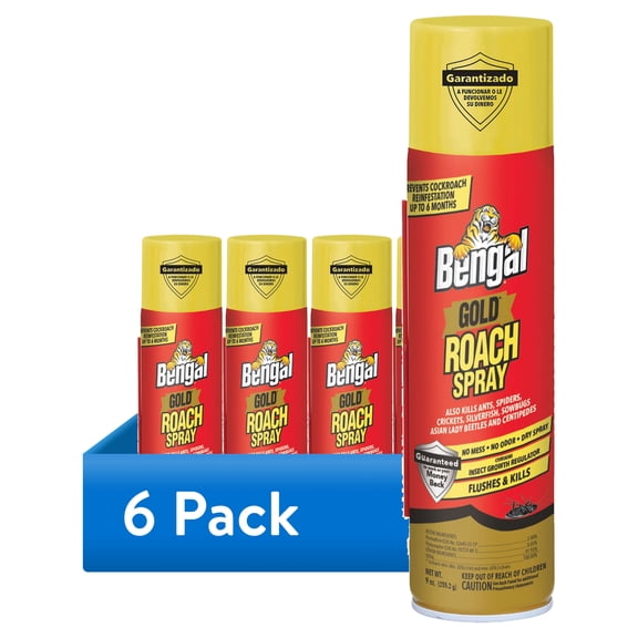 (6 pack) Bengal Gold Roach Spray 9 oz Aerosol Can