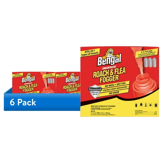 (6 pack) Bengal Roach & Flea Fogger, 3 - 2.7 oz. cans