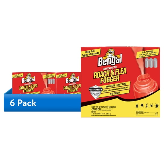 (6 pack) Bengal Roach & Flea Fogger, 3 - 2.7 oz. cans