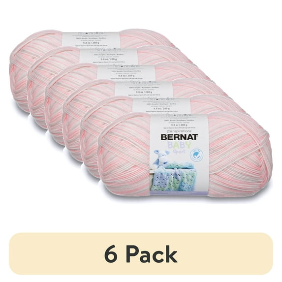 (6 pack) Bernat Acrylic Baby Sport Ombres Yarn (280 g/9.8 oz), Blossom Ombre