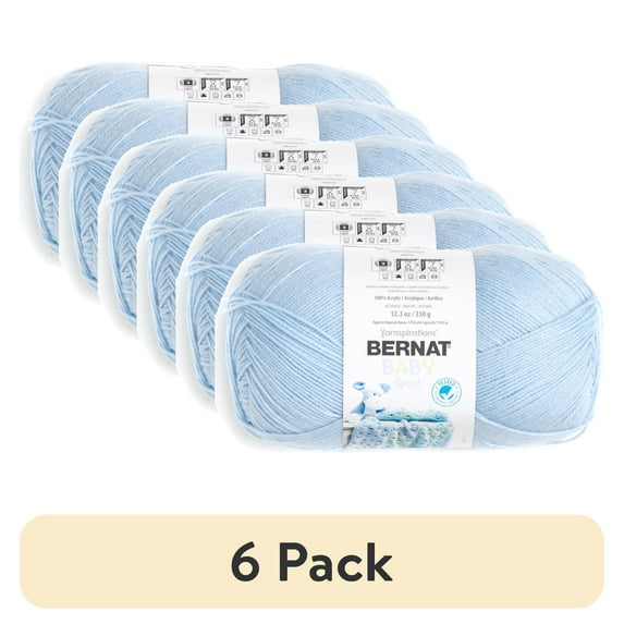 (6 pack) Bernat Baby Sport Yarn, Baby Blue, 12.3oz(350g), Light, Acrylic