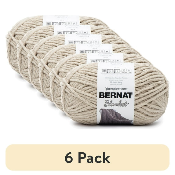 (6 pack) Bernat® Blanket™ #6 Super Bulky Polyester Yarn, Almond 10.5oz/300g, 220 Yards