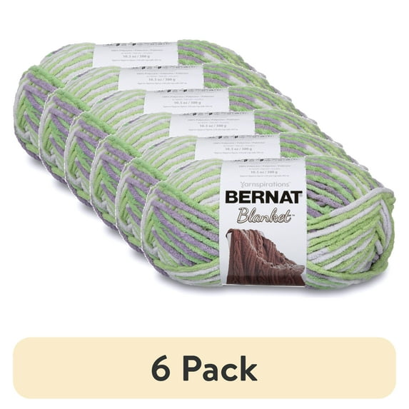 (6 pack) Bernat® Blanket™ #6 Super Bulky Polyester Yarn, Lilac Leaf 10.5oz/300g, 220 Yards