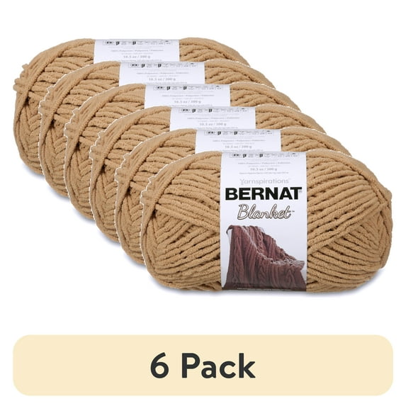 (6 pack) Bernat Blanket 6 Super Bulky Polyester Yarn, Sand 10.5oz/300g, 220 Yards