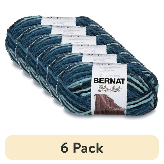 (6 pack) Bernat Blanket 6 Super Bulky Polyester Yarn, Teal Dreams 10.5oz/300g, 220 Yards