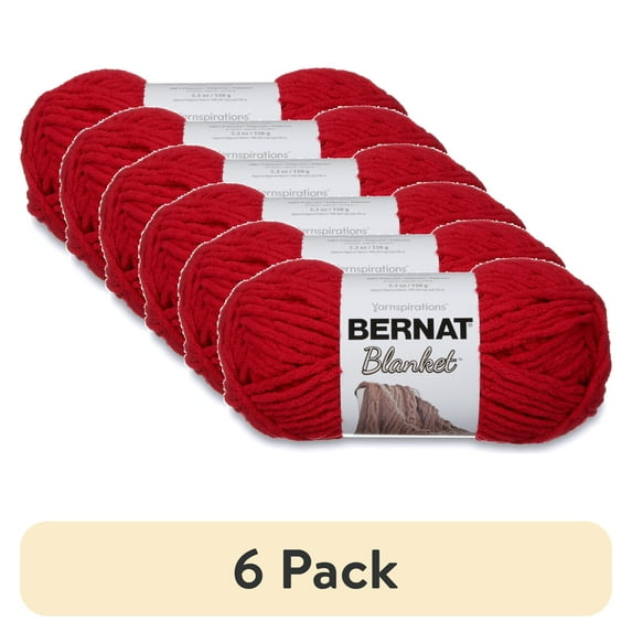 (6 pack) Bernat Polyester Blanket Yarn (150 g/5.3 oz), Cranberry