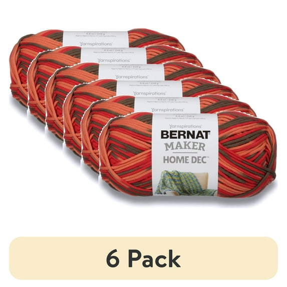 (6 pack) Bernat® Maker Home Dec™ #5 Bulky Cotton-Nylon Yarn, Spice Varg 8.8oz/250g, 317 Yards