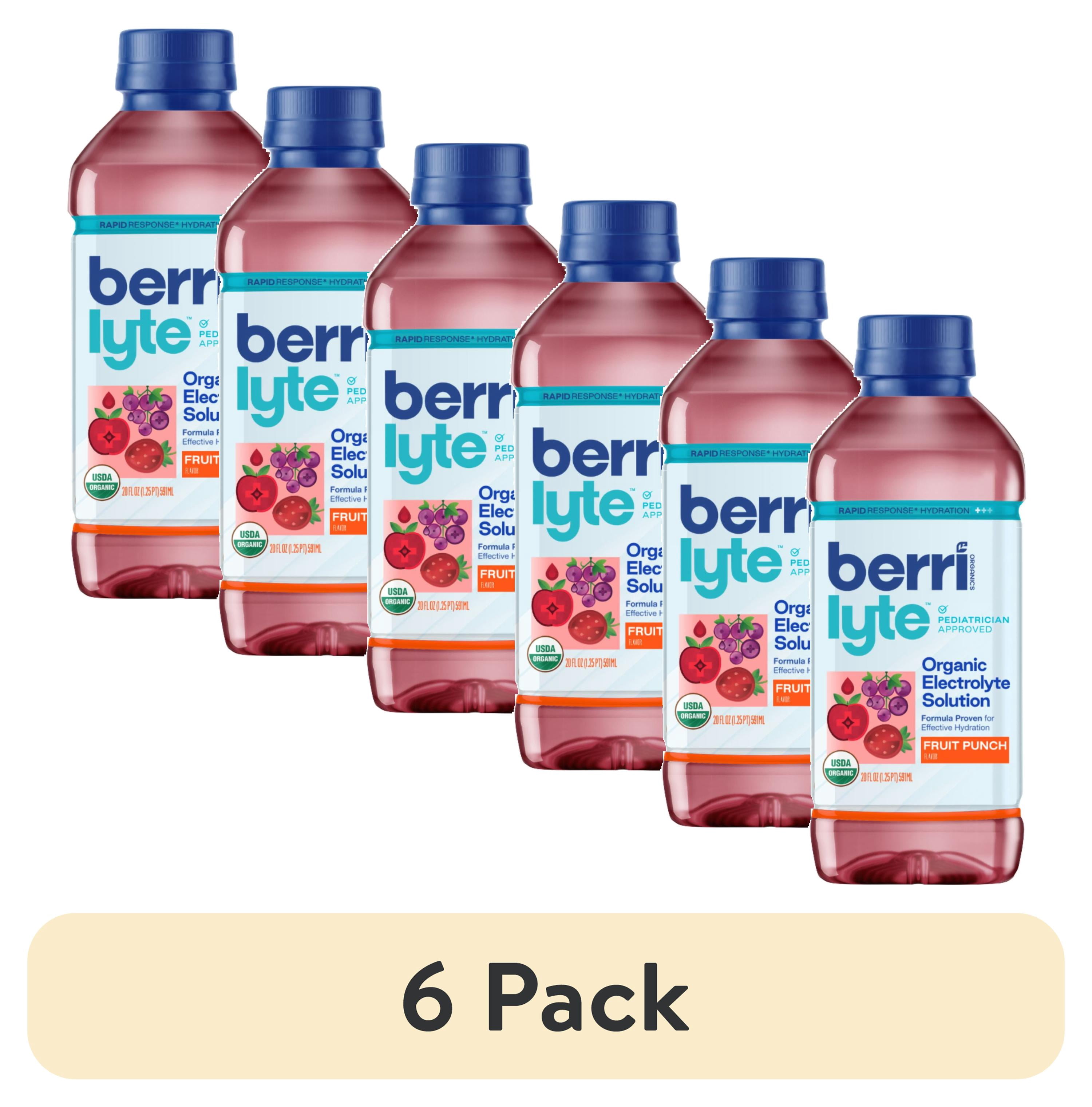 (6 pack) Berri Lyte Organic Electrolyte Hydration Solution Drink, Fruit Punch, 20oz Bottle