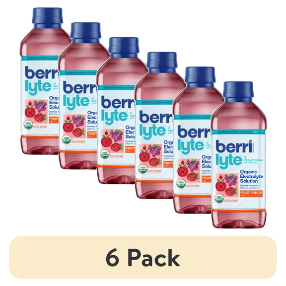 (6 pack) Berri Lyte Organic Electrolyte Hydration Solution Drink, Fruit Punch, 20oz Bottle