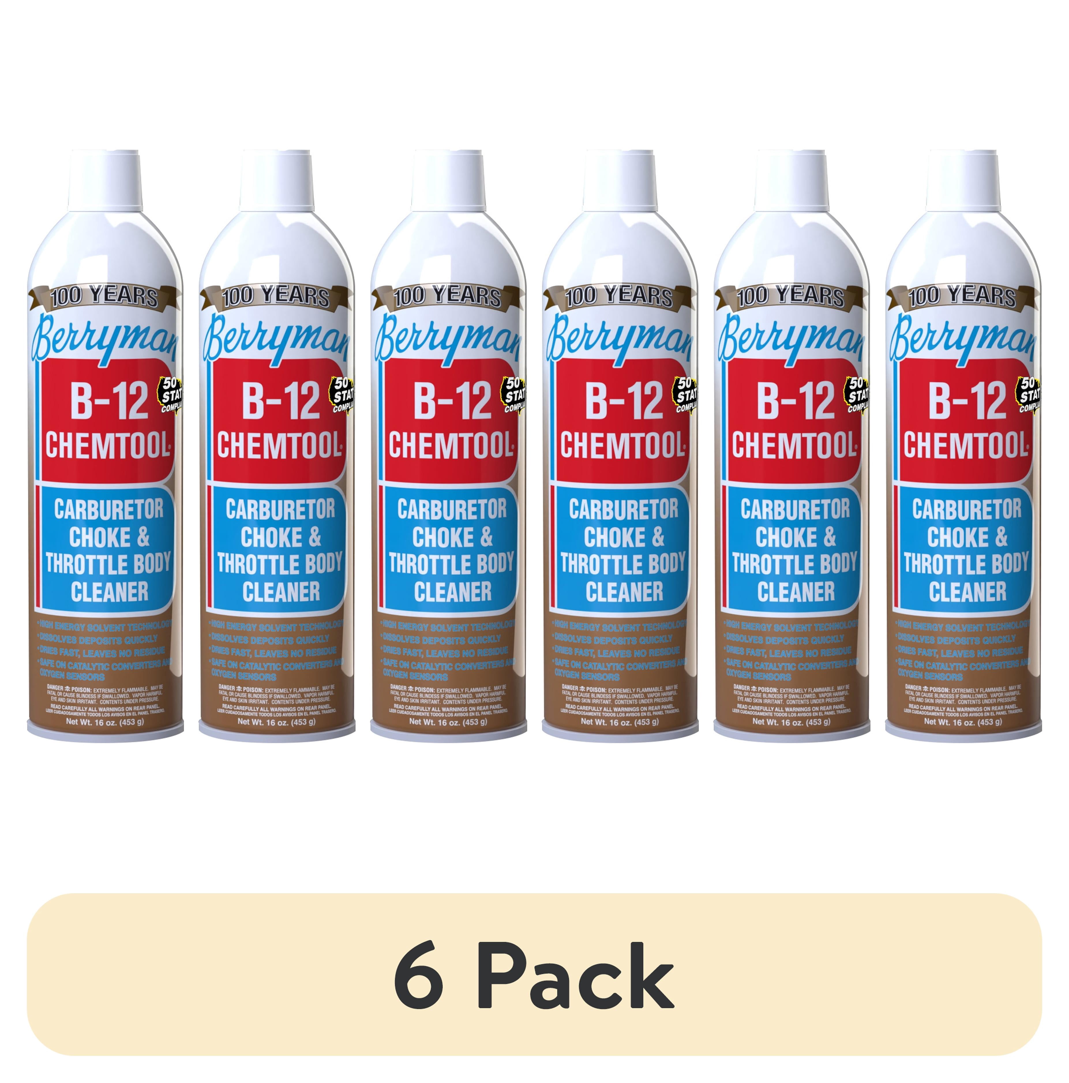 6 pack) Berryman 0117C B-12 Chemtool Carburetor Cleaner CA 16 oz
