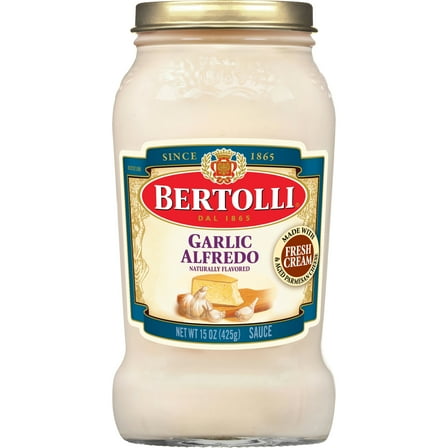 (6 pack) Bertolli Garlic Alfredo Pasta Sauce with Fresh Cream, 15 oz