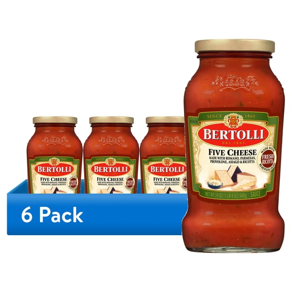 (6 pack) Bertolli Pasta Sauce Five Cheese, Spaghetti Tomato Sauce, 24 oz