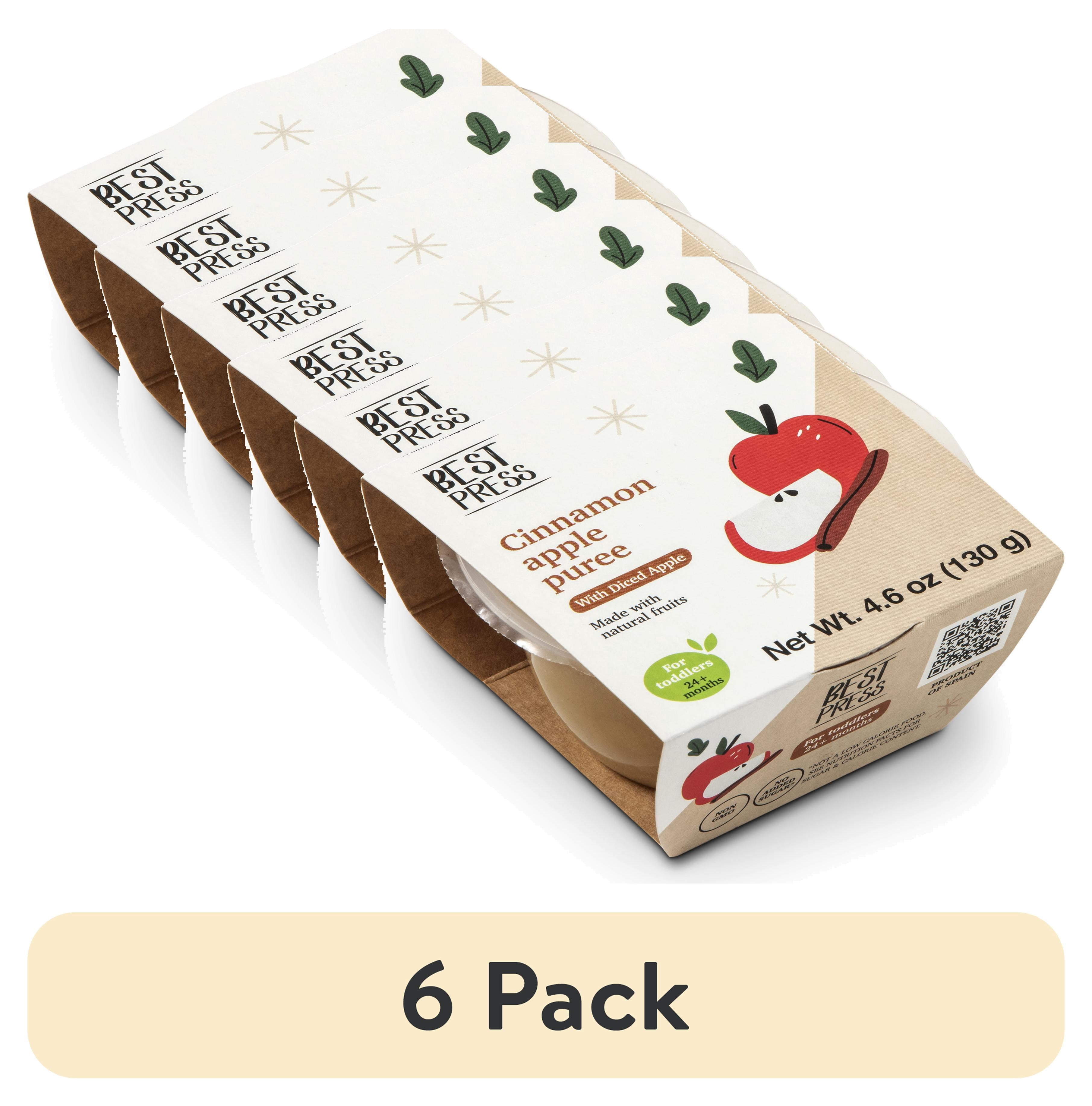 (6 pack) Best Press Fresh Baby Food, Apple, Apple Dices and Cinnamon, For Toddlers 24 Months Plus, 4.6 oz Tub
