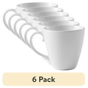 (6 pack) Better Homes & Gardens Vivian Porcelain Mug, White, 14 oz