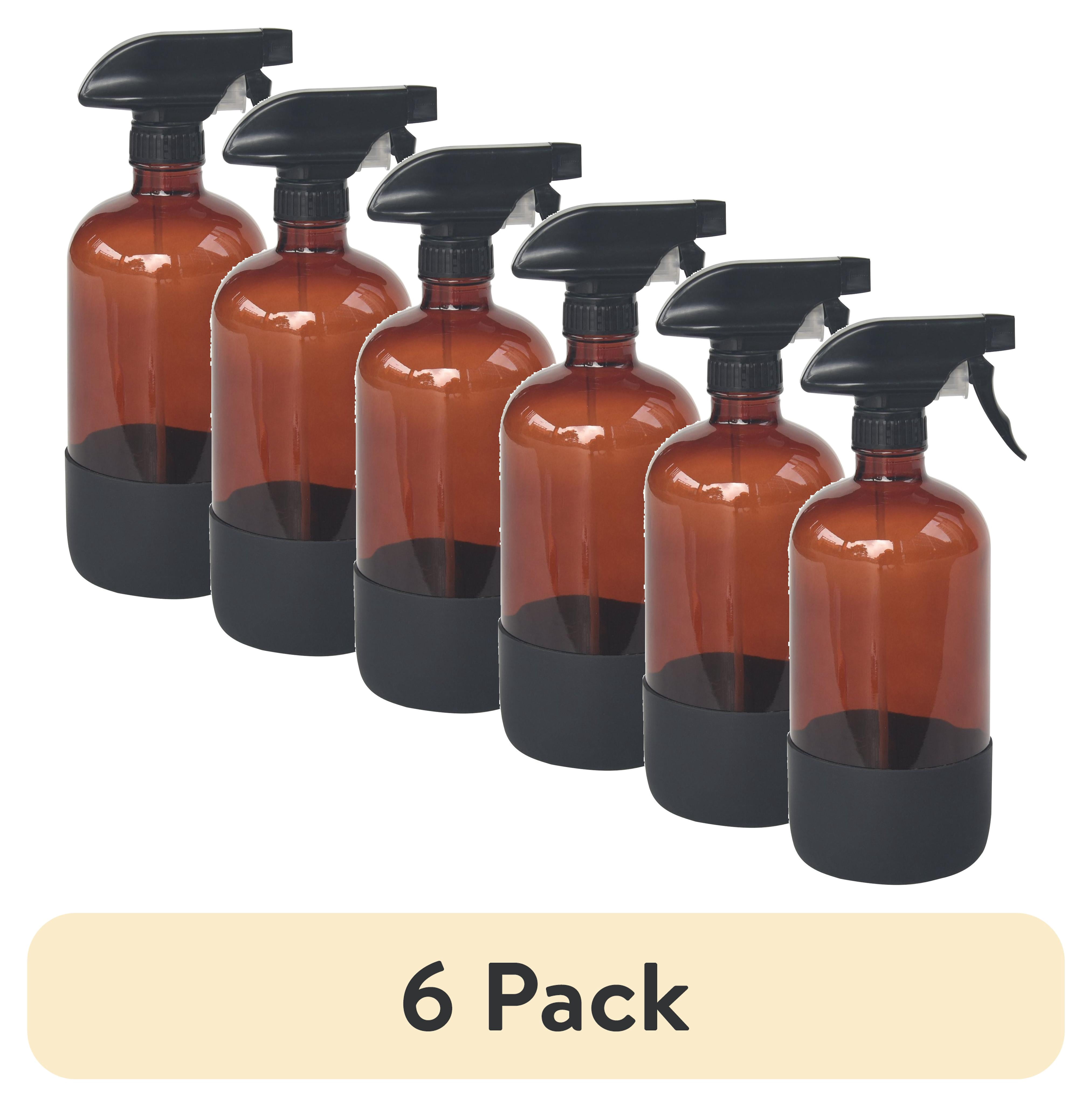 (6 pack) Better Homes and Gardens Amber Reuseable Glass Spray Bottle with Rubber Bottom, 24 oz.