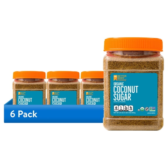 (6 pack) BetterBody Foods Organic Coconut Sugar, 24 oz