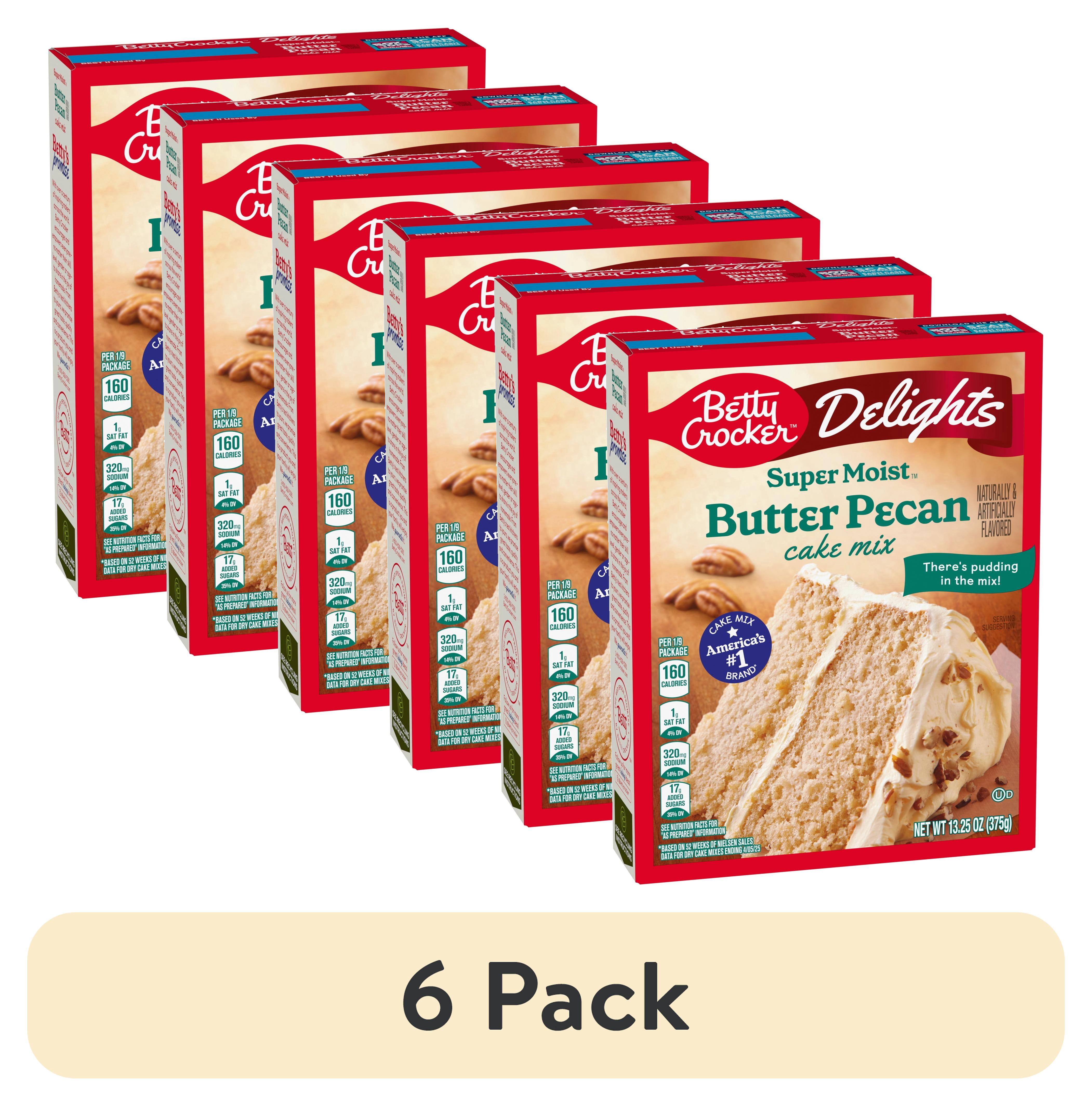 (6 pack) Betty Crocker Delights Super Moist Butter Pecan Cake Mix, 13.25 oz