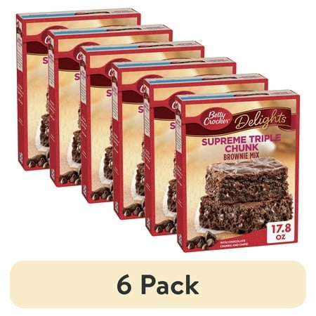 (6 pack) Betty Crocker Delights Supreme Triple Chunk Brownie Mix, Holiday Baking, 17.8 oz