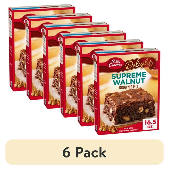 (6 pack) Betty Crocker Delights Supreme Walnut Brownie Mix, 16.5 oz.