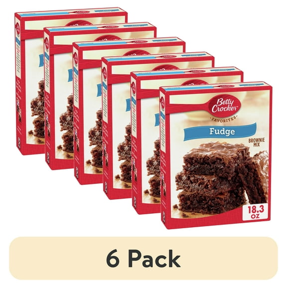 (6 pack) Betty Crocker Fudge Brownie Mix, Family Size, 18.3 oz