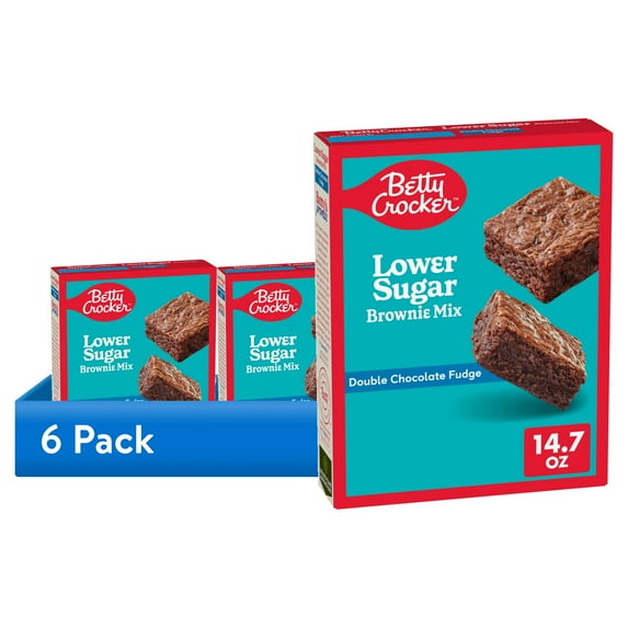 (6 pack) Betty Crocker Lower Sugar Brownie Mix, No Artificial Sweeteners, 14.7 oz