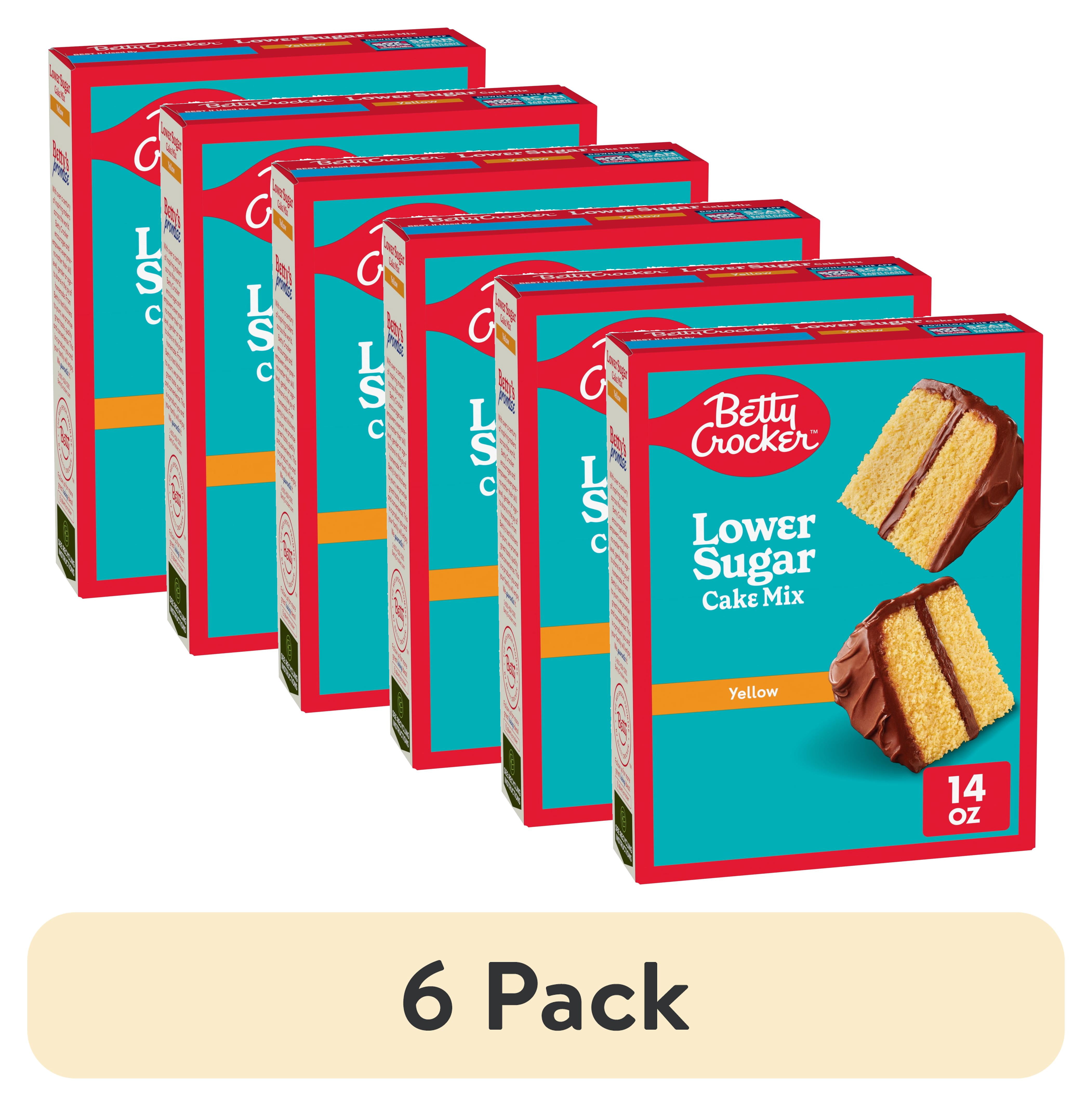 (6 pack) Betty Crocker Lower Sugar Yellow Cake Mix, No Artificial Sweeteners, 14 oz