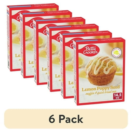 (6 pack) Betty Crocker Muffin and Quick Bread Mix, Lemon Poppy Seed With Streusel, 14.5 oz
