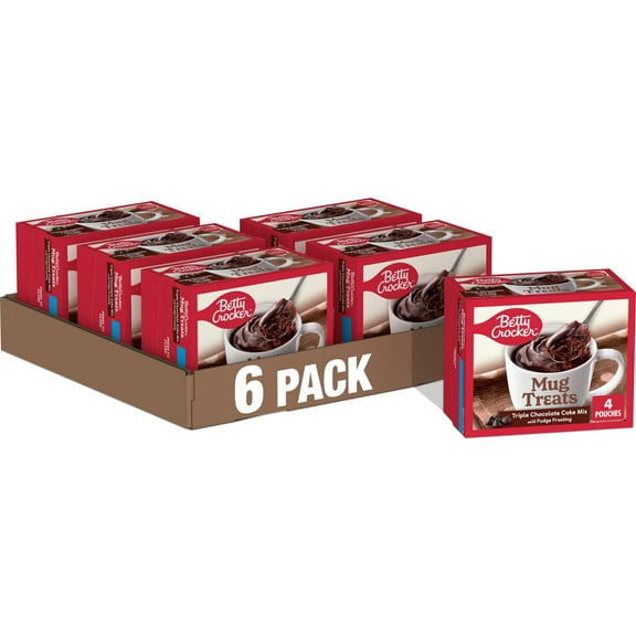 (6 pack) Betty Crocker Mug Treats Triple Chocolate Cake, 12.5 oz