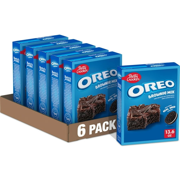 (6 pack) Betty Crocker OREO Brownie Mix, OREO Brownie Mix Topped With OREO Cookie Pieces, 13.6 oz