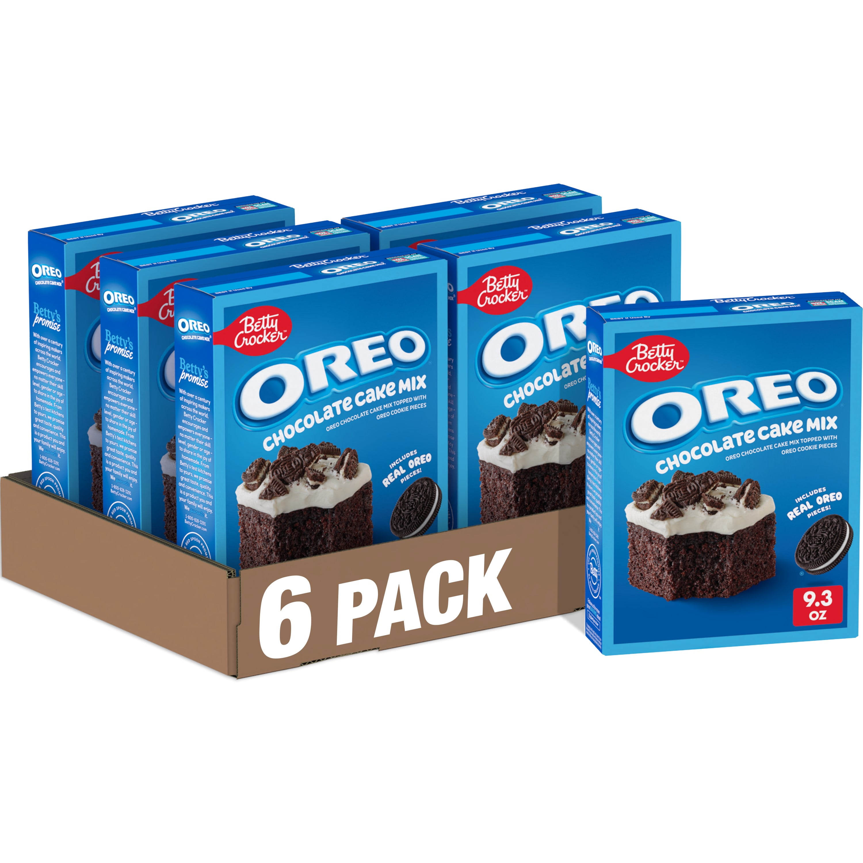 (6 pack) Betty Crocker OREO Chocolate Cake Mix, Baking Mix With OREO Cookie Pieces, 9.3 oz