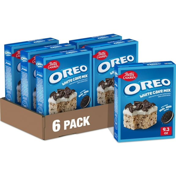 (6 pack) Betty Crocker OREO White Cake Mix, White Cake Baking Mix With OREO Cookie Pieces, 9.3 oz