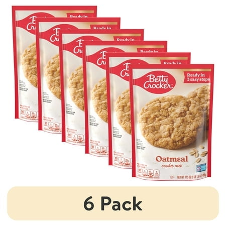 (6 pack) Betty Crocker Oatmeal Cookies, Cookie Baking Mix, 17.5 oz