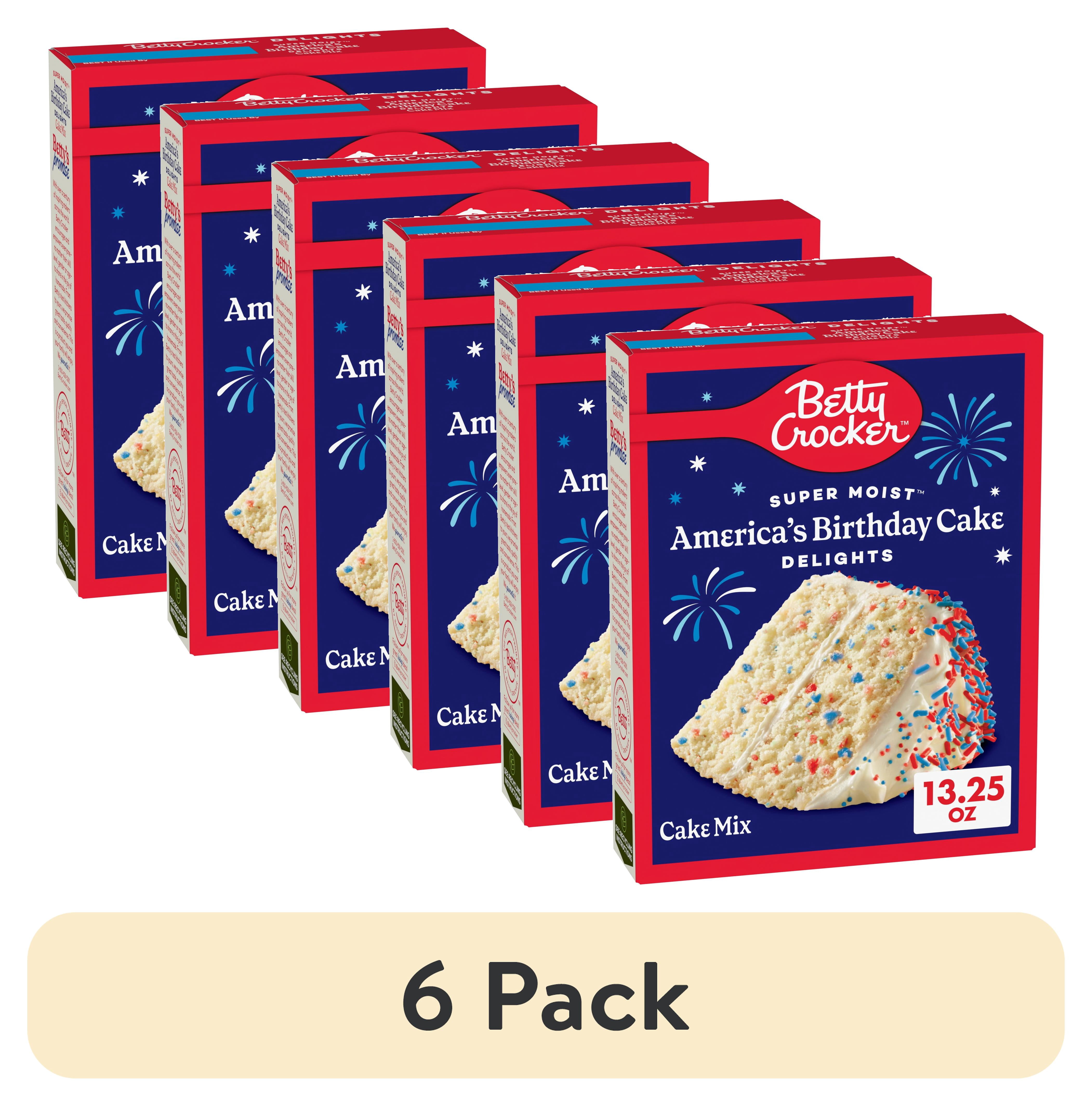 (6 pack) Betty Crocker Super Moist Delights Cake Mix, America's Birthday Cake, 13.25 oz