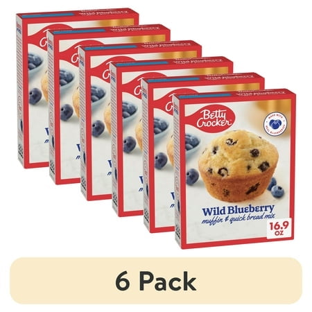 (6 pack) Betty Crocker Wild Blueberry Muffin and Quick Bread Mix, 16.9 oz