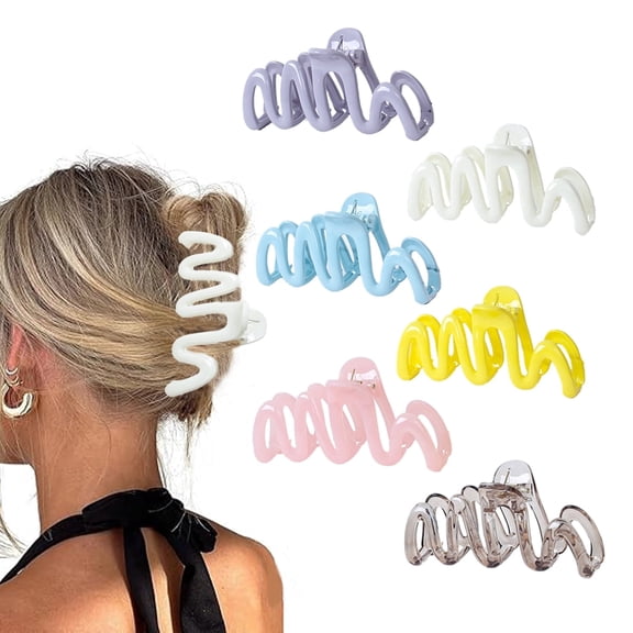 6 pack Big Hair Claw Clips for Women Girls 4.3In Wavy Claws for Thin Thick Hair Non Slip Jaw Clips Cute Hair Accessories
