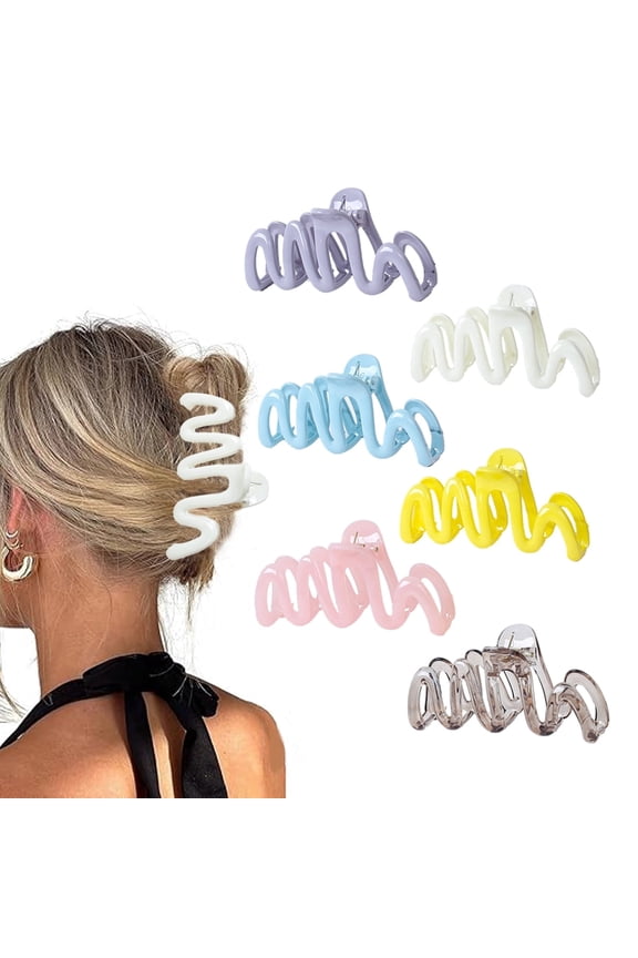 6 pack Big Hair Claw Clips for Women Girls 4.3In Wavy Claws for Thin Thick Hair Non Slip Jaw Clips Cute Hair Accessories